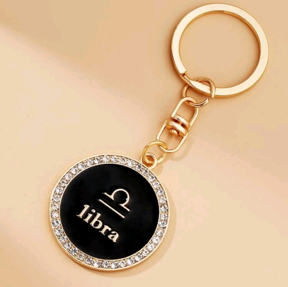 Libra Zodiac Gold Plated Keychain